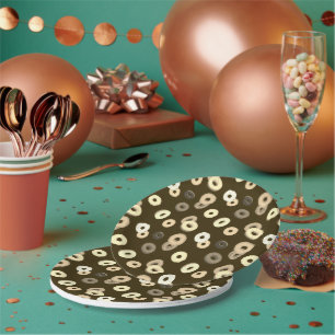 Chocolade vanille donuts elegant patroon bruin papieren bordje
