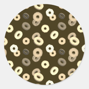 Chocolade vanille donuts elegant patroon bruin ronde sticker