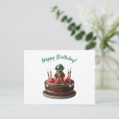 Chocolade Verjaardagstaart Astronaut Briefkaart (Staand voorkant)