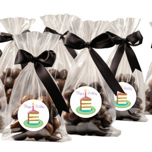 Chocolade verjaardagstaart ronde sticker