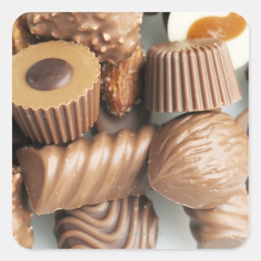chocolade vierkante sticker (Voorkant)