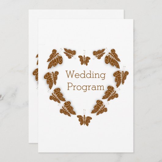 Chocolade Vlinders Ontwerp Trouwprogramma (Voorkant / Achterkant)