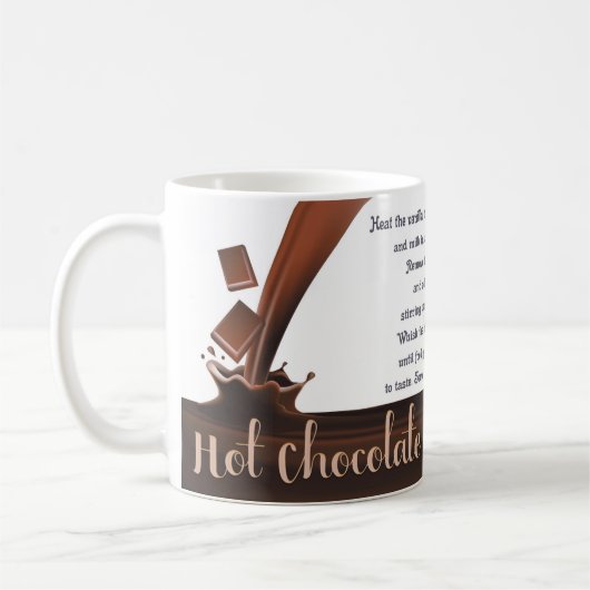 Chocolade, warme chocolade, mok met warme chocolad (Links)