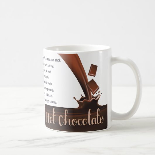 Chocolade, warme chocolade, mok met warme chocolad (Rechts)