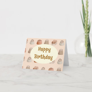 Chocolade Watercolor Patroon Verjaardagskaart Kaart