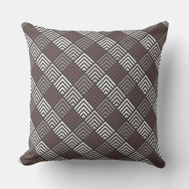 Chocolade/White Tiled Pattern Pillow Kussen (Voorkant)