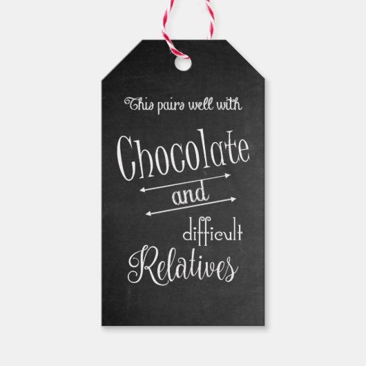 Chocolade & Wijnfles Wijnproeverij Diner Party Cadeaulabel (Voorkant)