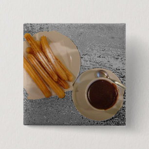 Chocolade y Churros Vierkante Button 5,1 Cm