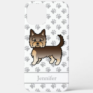 Chocolade Yorkshire Terrier Cartoon Hond & Naam iPhone 12 Pro Max Hoesje