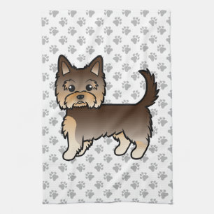 Chocolade Yorkshire Terrier Cartoon Hond & Pooten Theedoek