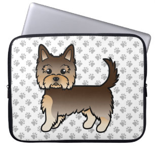 Chocolade Yorkshire Terrier Cartoon Hond & Pootjes Laptop Sleeve