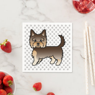 Chocolade Yorkshire Terrier Cartoon Hond & Pootjes Servet