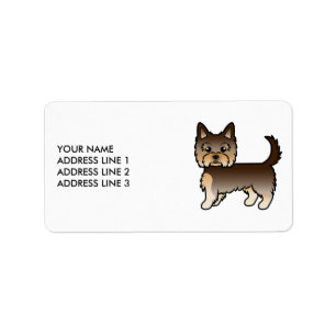 Chocolade Yorkshire Terrier Hond & Aangepaste Teks Etiket