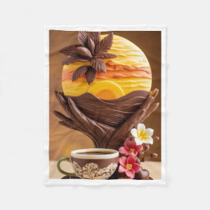 Chocolade Zonsondergang en Coffee Art Fleece Deken