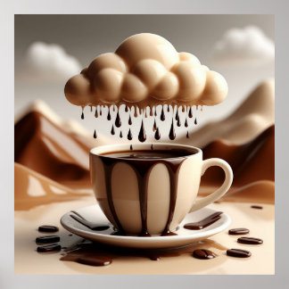 Chocoladebeker met Fantasie Wolk Druppelend Poster