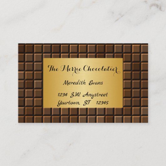 Chocoladeboog met goudLijst Visitekaartje (Voorkant)