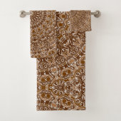 Chocoladebruin en wit mandala patroon bad handdoek (Insitu)