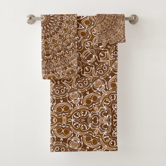 Chocoladebruin en wit mandala patroon bad handdoek (Insitu)