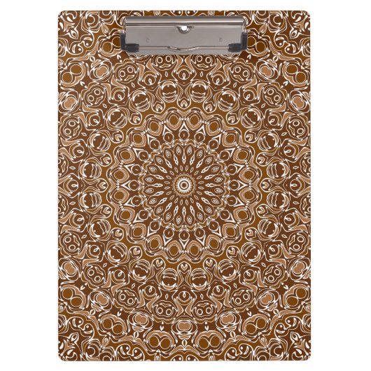 Chocoladebruin en wit mandala patroon klembord (Voorkant)