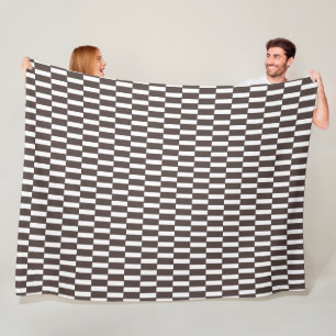 Chocoladebruin geometrisch schaakbordpatroon fleece deken
