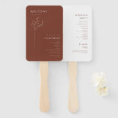Chocoladebruin Minimalistisch Trouwprogramma Handwaaier (Voorkant en achterkant)