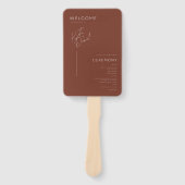 Chocoladebruin Minimalistisch Trouwprogramma Handwaaier (Voorkant)