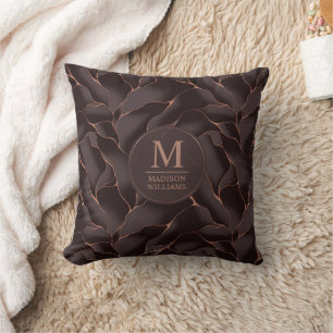 Chocoladebruin & Roze Goud Abstract Golfpatroon Kussen