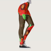 Chocoladebruine bloemige Leggings (Rechts)