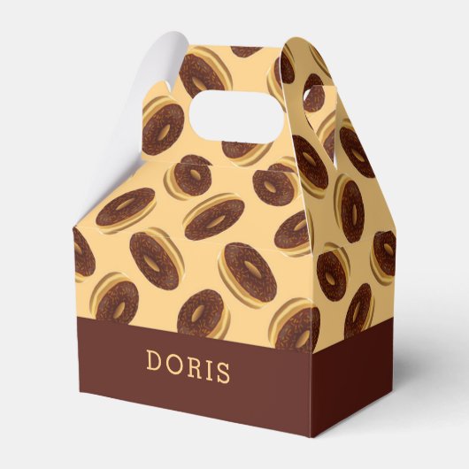 Chocoladebruine donuts patroon bedankdoosjes (Voorkant Zijde)