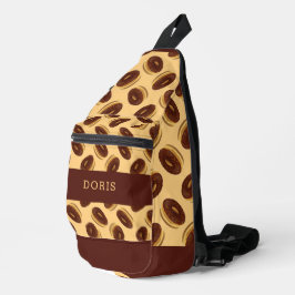 Chocoladebruine donuts patroon sling bag