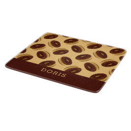 Chocoladebruine donuts patroon snijplank