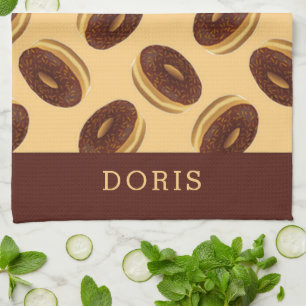 Chocoladebruine donuts patroon theedoek