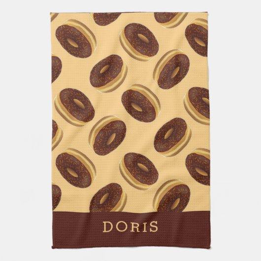 Chocoladebruine donuts patroon theedoek (Verticaal)