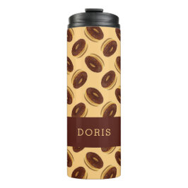 Chocoladebruine donuts patroon thermosbeker