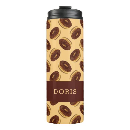 Chocoladebruine donuts patroon thermosbeker (Voorkant)