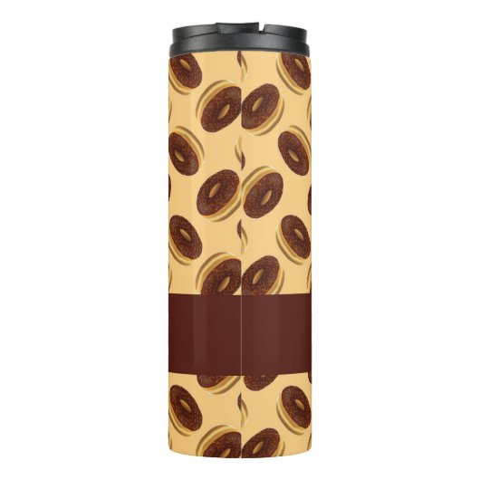 Chocoladebruine donuts patroon thermosbeker (Achterkant)