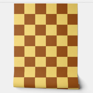 Chocoladebruine en botergele retrobehang behang