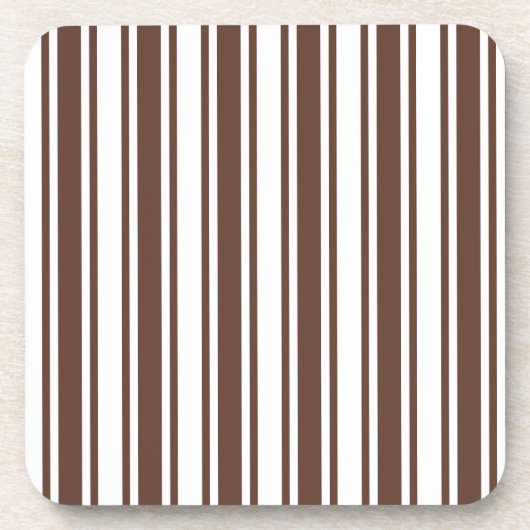 Chocoladebruine en witte snoepjes strepen bier onderzetter (Voorkant)