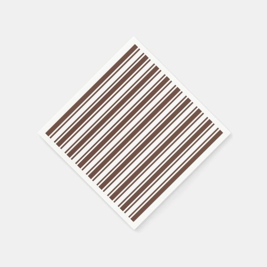 Chocoladebruine en witte snoepjes strepen servet (Hoek)