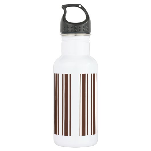 Chocoladebruine en witte snoepjes strepen waterfles  (Achterkant)