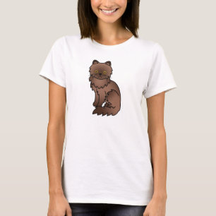 Chocoladebruine kleur Perzische kat cartoon tekeni T-shirt