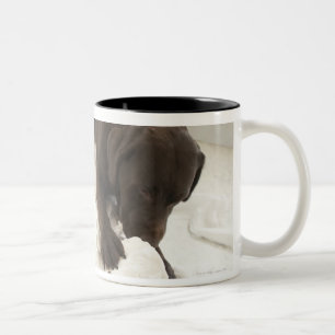 Chocoladebruine labrador. tweekleurige koffiemok