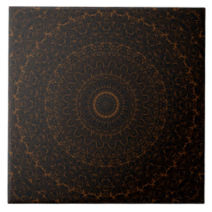Chocoladebruine Mandala met Ingewikkelde Symmetrie Tegeltje
