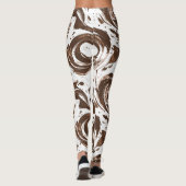 Chocoladebruine witte Snoepjes wervelingen Leggings (Achterkant)