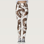Chocoladebruine witte Snoepjes wervelingen Leggings (Voorkant)