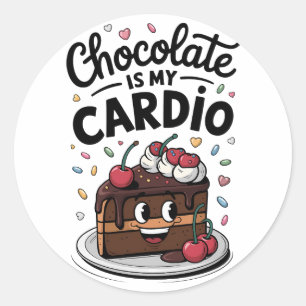 Chocoladecake: een dosis geluk voor het oog ronde sticker