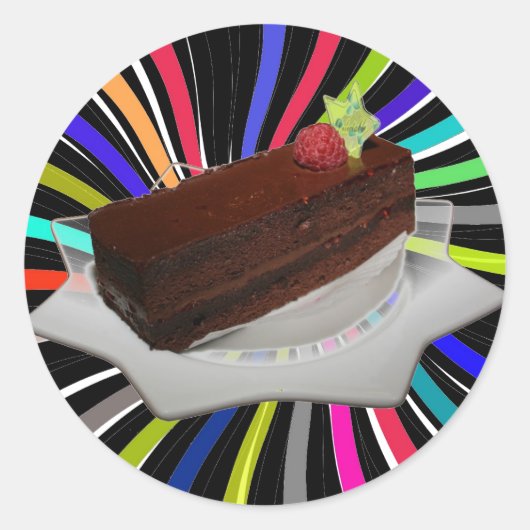 Chocoladecake Ronde Sticker (Voorkant)