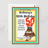 Chocoladecake voor 50e verjaardagsfeest Retro kleu Briefkaart (Voorkant / Achterkant)