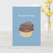 Chocoladecupcake Verjaardag Kaart (Gele Bloem)