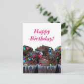Chocoladecupcakes Happy Birthday Briefkaart (Staand voorkant)